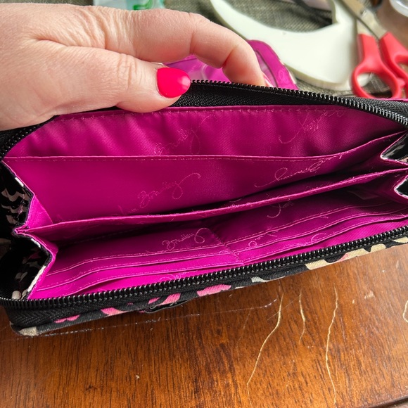 Vera Bradley Turn Lock Wallet Canterbury Magenta Quilted Zip Around Wallet - Picture 7 of 17